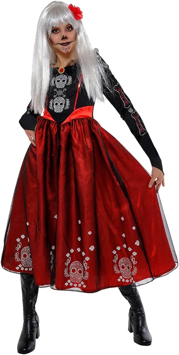Rubies - Costume da Principessa dei Morti per bambine, Vestito con stampa e  clip per capelli, Taglia L (8/10 anni)