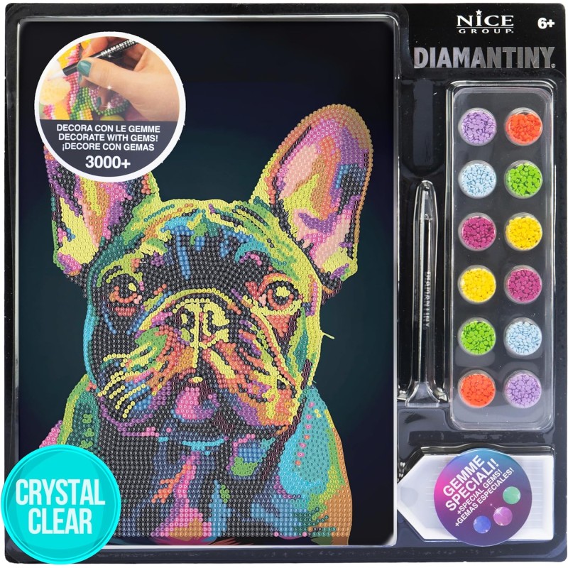 Nice Group - Diamantiny Level Up - Bulldog Francese Dipingi coi Numeri, Multicolore, 21 x 29,7 x 0,3 cm - NICE96023