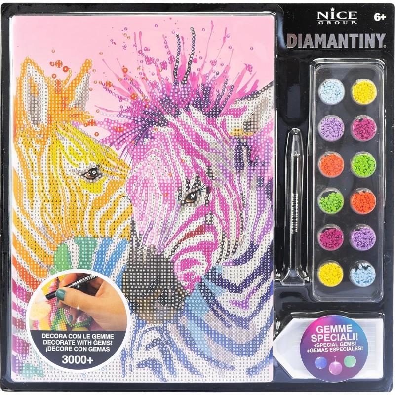 Nice Group - Diamantiny Level Up - Aquarell - AttivitÃ  Crystal Art, Diamond Painting Kit, crea il mosaico Zebras - NICE96332