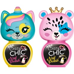 Clementoni - Crazy Chic-Lovely Nail Polishes: Unicorno E Leopardo-Kit 2 Colorati, Smalti Bambine 6 Anni, Decoro Unghie, Non Toss