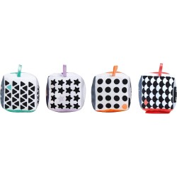 Clementoni - Black &amp;  White Soft Activity Blocks, 4 cubi Morbidi Bambini in Stoffa-Gioco Neonato Bianco e Nero, 100% Lavabil