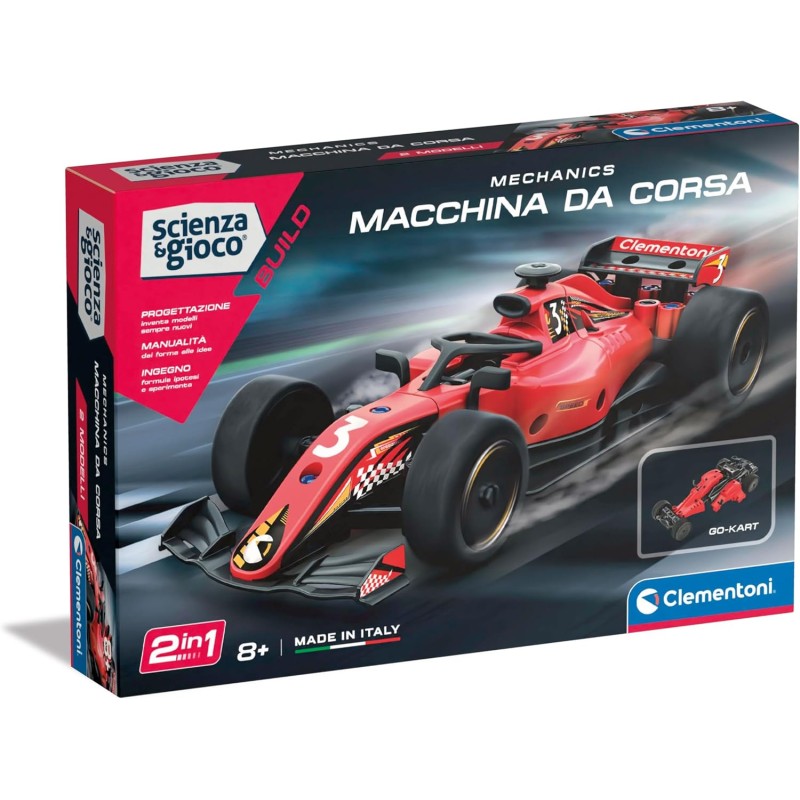 Clementoni - Kit Supercar Modellino - Macchina Da Corsa - Scienza e Gioco Build, Auto F1 Rossa da Costruire, per Bambini 8 Anni,