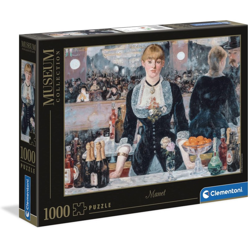 Clementoni - Museum Collection-Manet, A Bar at The Folies-BergÃ¨re - Puzzle, Medium, 1000 pezzi, Multicolor, 39661