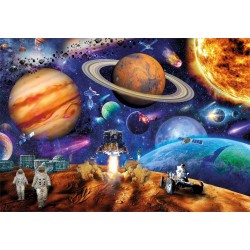 Clementoni - Supercolor Space Mission-300 Pezzi Bambini 9 Anni, Puzzle Illustrazione Spazio, 21724