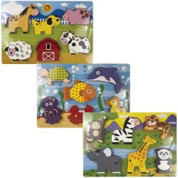 Puzzle a tema animali con inserti in rilievo, modelli assortiti