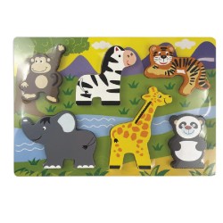 Puzzle a tema animali con inserti in rilievo, modelli assortiti