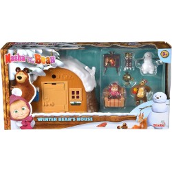 Simba - Masha e Orso Playset Casa Inverno, Inclusi Masha e Orso con Tanti Accessori - 109301023