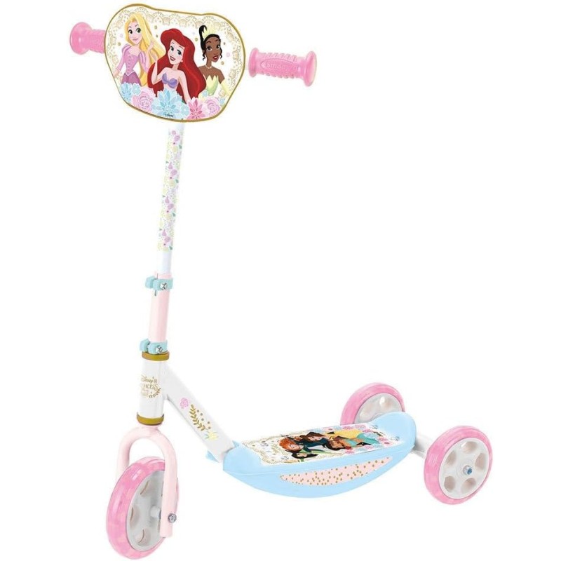 Smoby - Monopattino 3 ruote Disney Princess, 3 anni, licenza ufficiale Disney, pedana antiscivolo, ruote silenziose, manubrio re