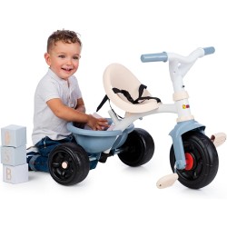 Smoby - Triciclo Be Fun azzurro, evolutivo, con struttura in metallo, asta parentale removibile, 15 mesi