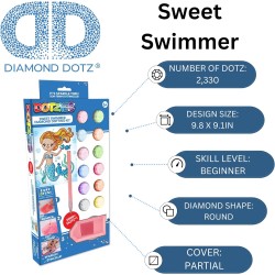 A di Arte - DIAMOND DOTZÂ® Dotzies Sweet Swimmer, trapano parziale, Dotz circolare, kit per pittura con diamanti, kit di arte co