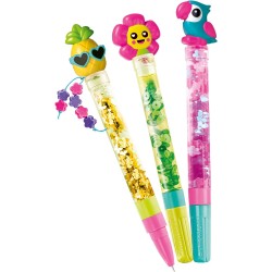 Clementoni - Set Penne Colorate - Idea, Create Your Pens: Tropical, Penna Personalizzabile, Gioco Creativo Laboratorio Bambina, 