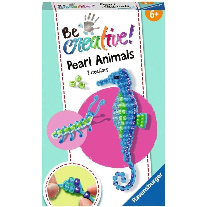 Ravensburger - Be Creative: Animali di perline Cavalluccio marino per bricolage e fai-da-te, lavori creativi, infilare perline, 