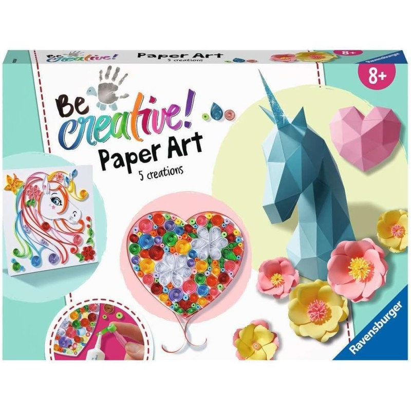 Ravensburger - Be Creative: Paper Art Unicornper bricolage e fai-da-te, lavori creativi &amp; quilling per lavoretti manuali con