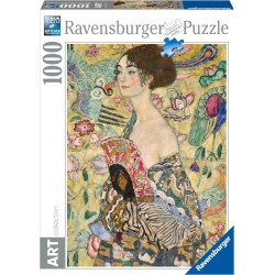 Ravensburger - Puzzle Klimt Dama col Ventaglio 70x50 cm - Puzzle 1000 pezzi - Puzzle Quadri Famosi da Esporre - Puzzle Arte Educ