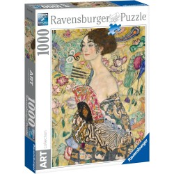 Ravensburger - Puzzle Klimt Dama col Ventaglio 70x50 cm - Puzzle 1000 pezzi - Puzzle Quadri Famosi da Esporre - Puzzle Arte Educ