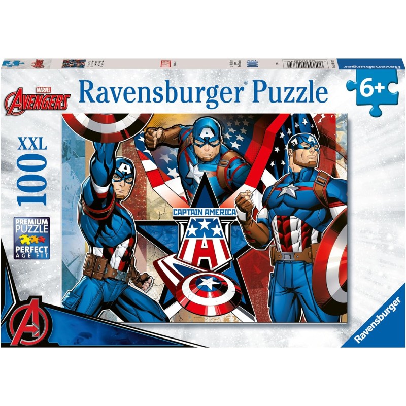 Ravensburger - Puzzle Captain America, 100 pezzi XXL, 01073