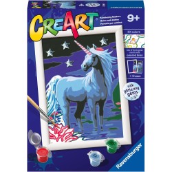 Ravensburger - CreArt Serie E: Magico Unicorno, Kit per Dipingere con i Numeri, Contiene una Tavola Prestampata, Pennello, Color