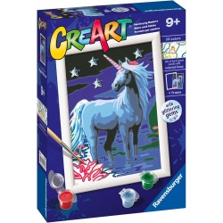 Ravensburger - CreArt Serie E: Magico Unicorno, Kit per Dipingere con i Numeri, Contiene una Tavola Prestampata, Pennello, Color