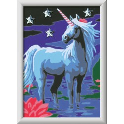 Ravensburger - CreArt Serie E: Magico Unicorno, Kit per Dipingere con i Numeri, Contiene una Tavola Prestampata, Pennello, Color