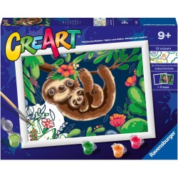 Ravensburger - CreArt Serie D: Vita da bradipo, Kit per Dipingere con i Numeri, Contiene una Tavola Prestampata, Pennello, Color