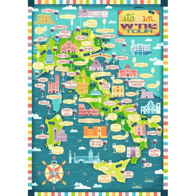 Ravensburger - Puzzle Tour dei vini d Italia, 1000 Pezzi Idea regalo, per Lei o Lui, Puzzle Adulti