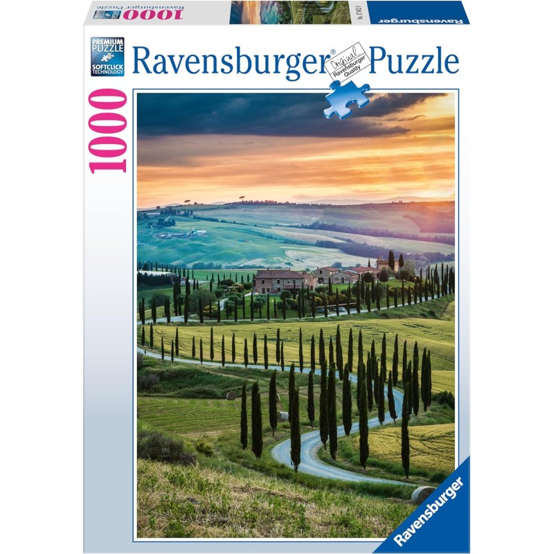 Ravensburger - Puzzle Val d Orcia, Toscana, 1000 Pezzi, Idea regalo, per Lei o Lui, Puzzle Adulti