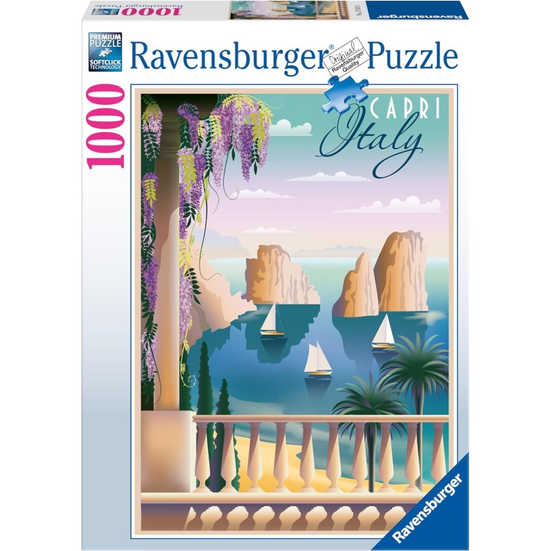 Ravensburger - Puzzle Cartolina da Capri, Italia, 1000 Pezzi, Idea regalo, per Lei o Lui, Puzzle Adulti