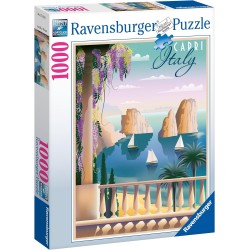 Ravensburger - Puzzle Cartolina da Capri, Italia, 1000 Pezzi, Idea regalo, per Lei o Lui, Puzzle Adulti