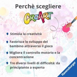 Ravensburger - CreArt, Lupi al Chiaro di Luna con Glitter, Gioco Creativo per Bambini, Contiene una Tavola Prestampata e un Trac