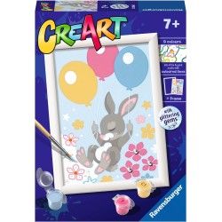 Ravensburger - CreArt Serie D: Coniglietto con palloncini, Kit per Dipingere con i Numeri, Contiene una Tavola Prestampata, Penn