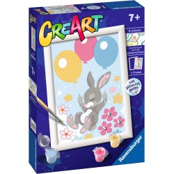 Ravensburger - CreArt Serie D: Coniglietto con palloncini, Kit per Dipingere con i Numeri, Contiene una Tavola Prestampata, Penn