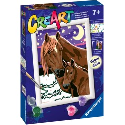 Ravensburger - CreArt Serie E: Cavalli luna e stelle, Kit per Dipingere con i Numeri, Contiene una Tavola Prestampata, Pennello,