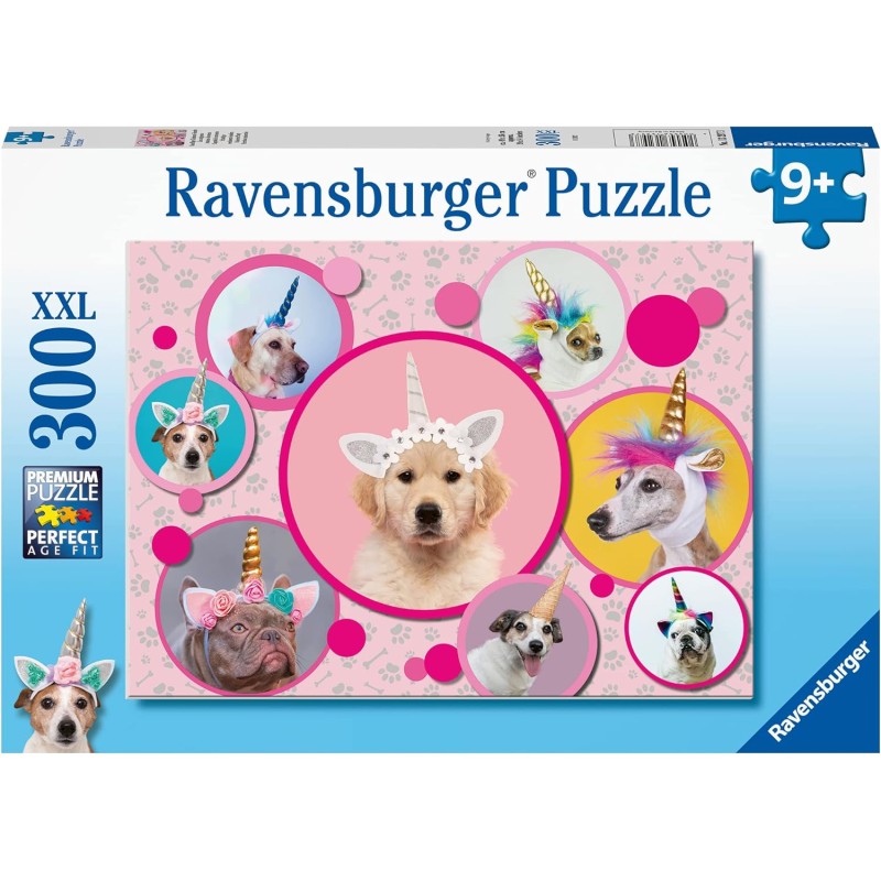 Ravensburger - Cagnolini Unicorno, 300 Pezzi XXL, Puzzle per Bambini, EtÃ  Raccomandata 9+, Multicolore, 13297