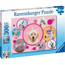 Ravensburger - Cagnolini Unicorno, 300 Pezzi XXL, Puzzle per Bambini, EtÃ  Raccomandata 9+, Multicolore, 13297