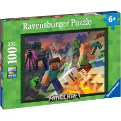 Ravensburger - Puzzle XXL Minecraft, Idea Regalo per Bambini 6+ Anni, Gioco Educativo e Stimolante, 100 pezzi