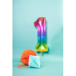 Palloncino in alluminio Yummy Gummy Rainbow Numero 1, 34&quot; - 86 cm, Multicolore, 1 pz, 5FL63241