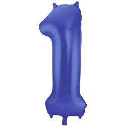 Palloncino Foil Blu Metallizzato Opaco, Satinato, Numero 1, 34&quot; - 86 cm,1 pz, 5FL65921