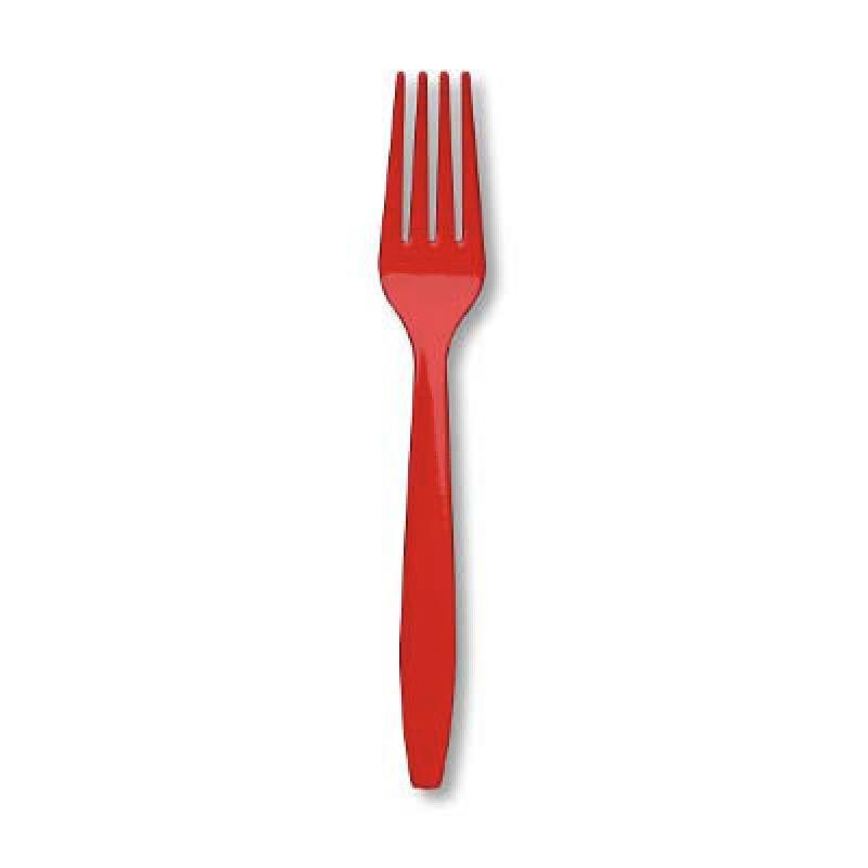 Forchetta plastica h. 18 cm Rosso 24 pz, 8C010463