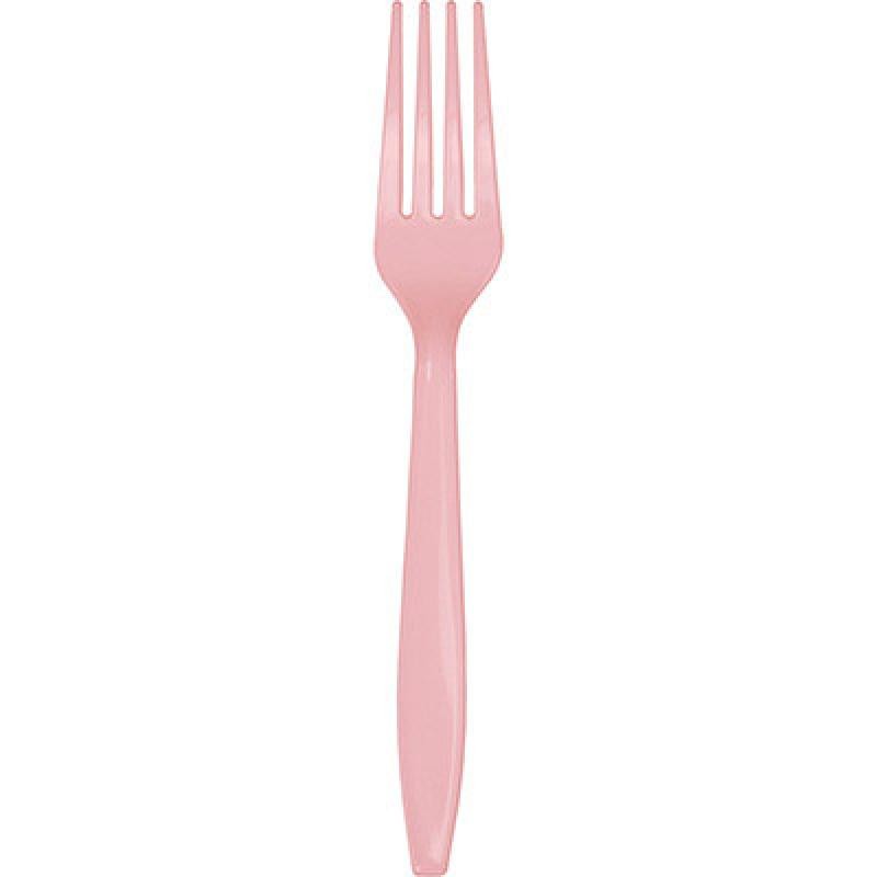 Forchetta plastica h. 18 cm Rosa Pastello 24 pz, 8C010468