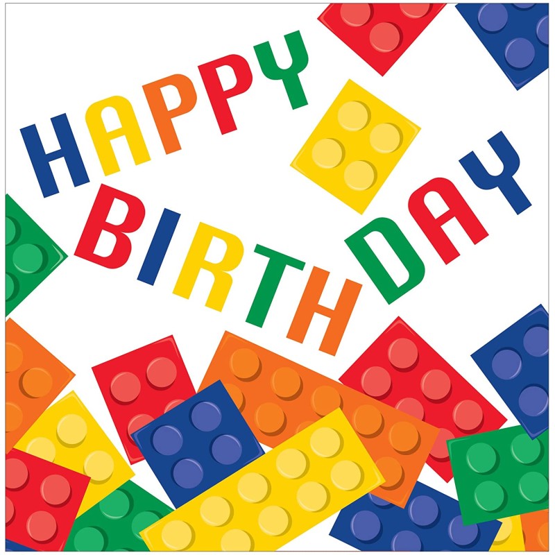 Tovagliolo 33 x 33 cm Happy Birthday Block Party 16 pz, 8C102051