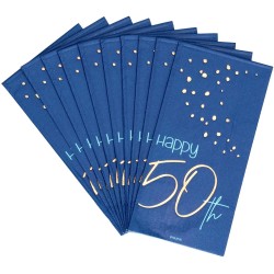 Tovaglioli di carta per 50Â° compleanno, Elegant Blu 33x33, 10 pz, 5FL66250