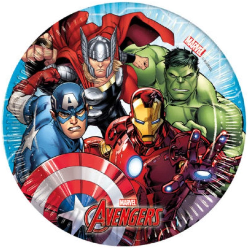 Bigiemme - Procos Piatto 20cm Avengers Mighty, carta, Multicolore, 8pz, 5PR87963