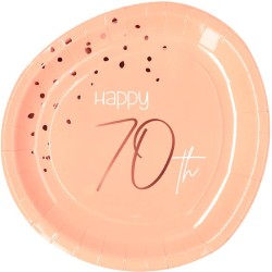 Piatto carta 23 cm Happy 70th Birthday, Elegant Lush Blush Rosa 8 pz, 5FL67170