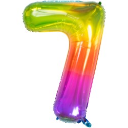 Palloncino in alluminio Yummy Gummy Rainbow Numero 7, 34&quot; - 86 cm, Multicolore, 1 pz, 5FL63247