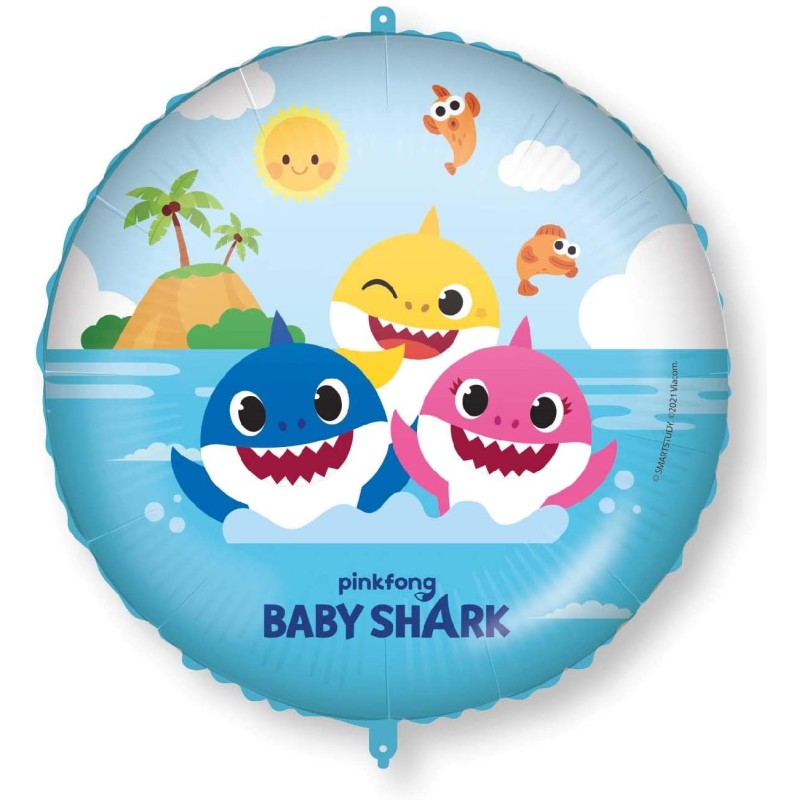 Pallone foil 18&quot; - 45 cm Baby Shark con PESETTO e NASTRO, 1 pz, 5PR92977