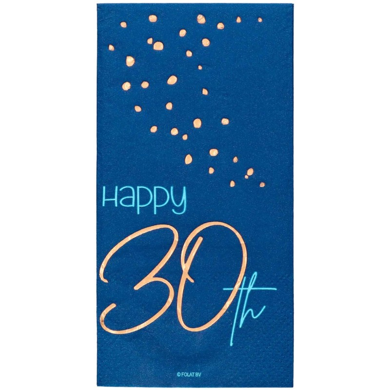 Tovaglioli di carta per 30Â° compleanno, Elegant Blu 33x33, 10 pz, 5FL66230