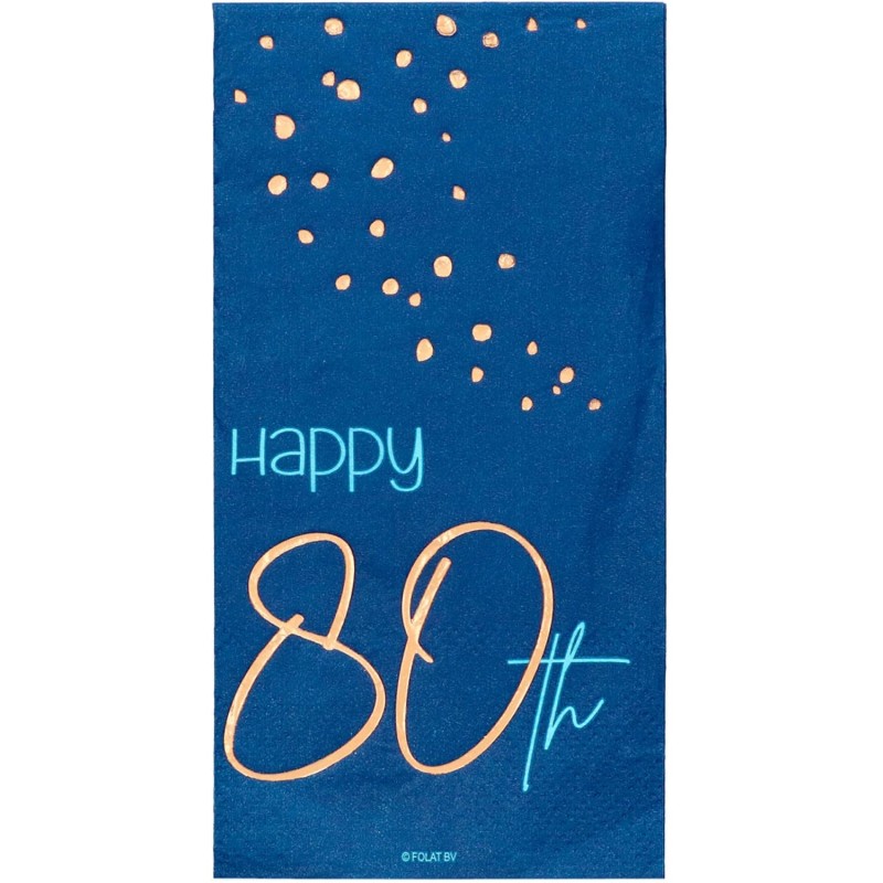 Tovaglioli di carta per 80Â° compleanno, Elegant Blu 33x33, 10 pz, 5FL66280