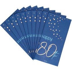 Tovaglioli di carta per 80Â° compleanno, Elegant Blu 33x33, 10 pz, 5FL66280