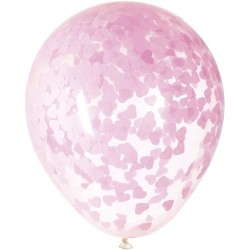 Palloni lattice 16&quot; - 40 cm con confetti cuore rosa, 5 pz, 5UN73379