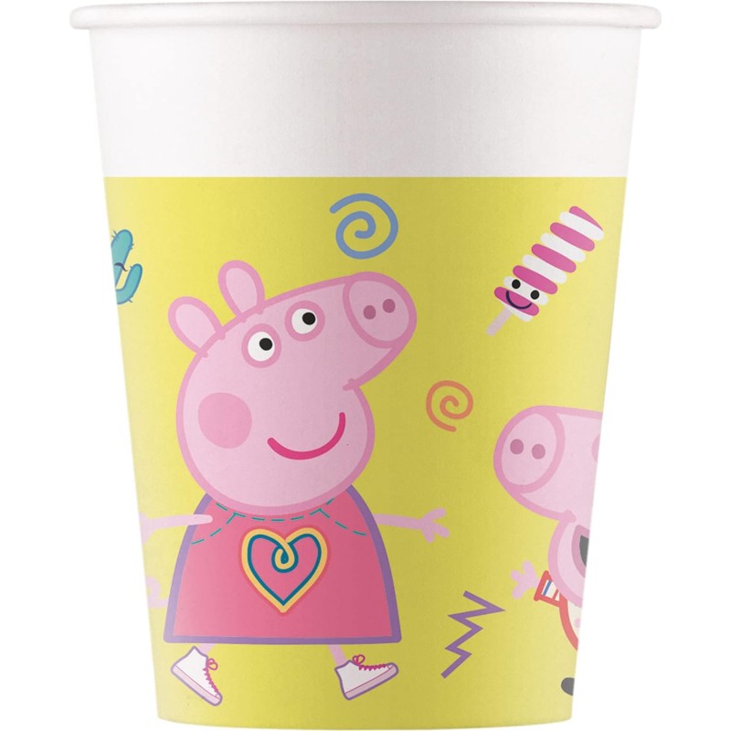 Bicchieri Carta FSC Peppa Pig Messy Play (200ml), 8 Pezzi, Multicolore, 93471